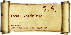Tomai Valéria névjegykártya